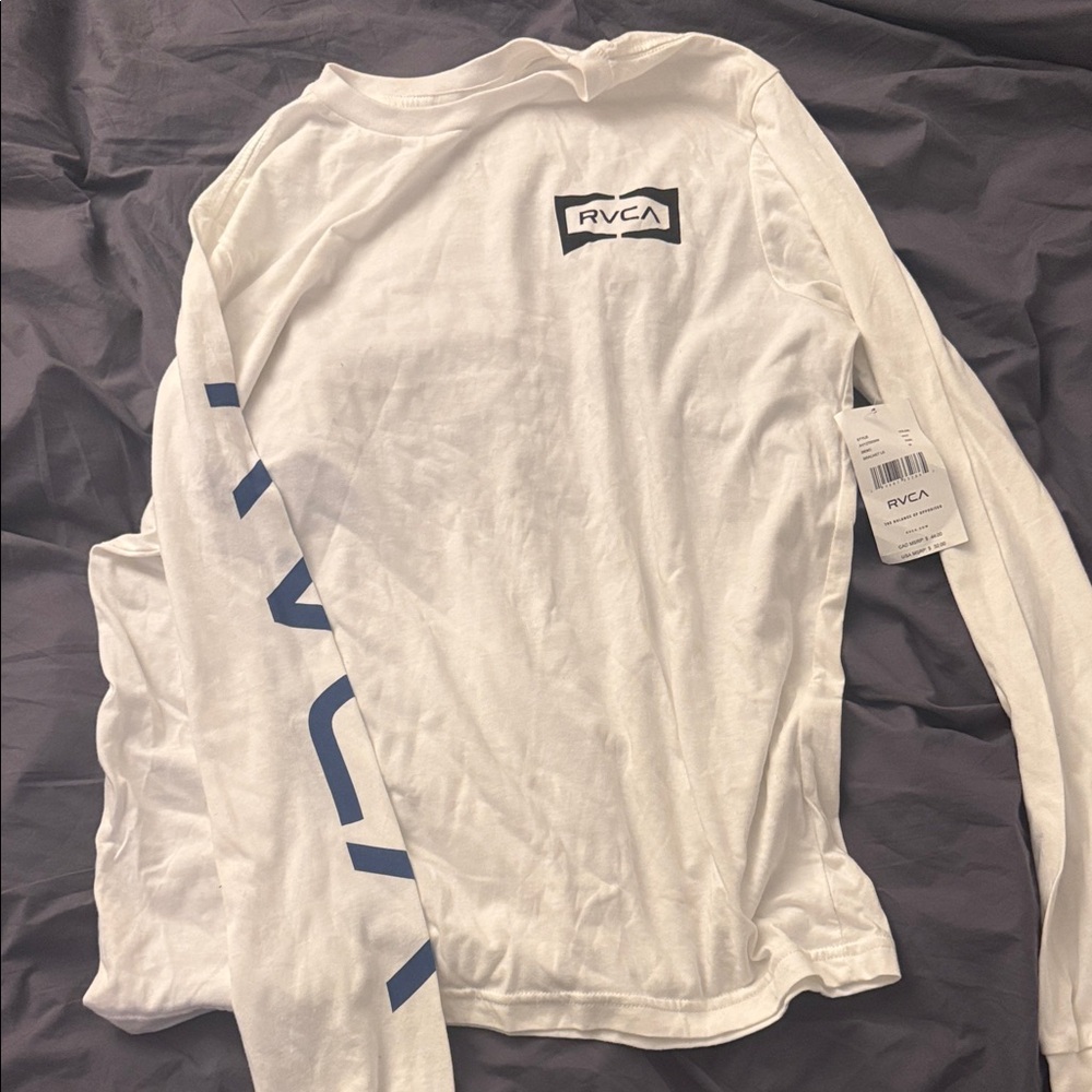 RVCA White and Blue Long Sleeve Men's Tee